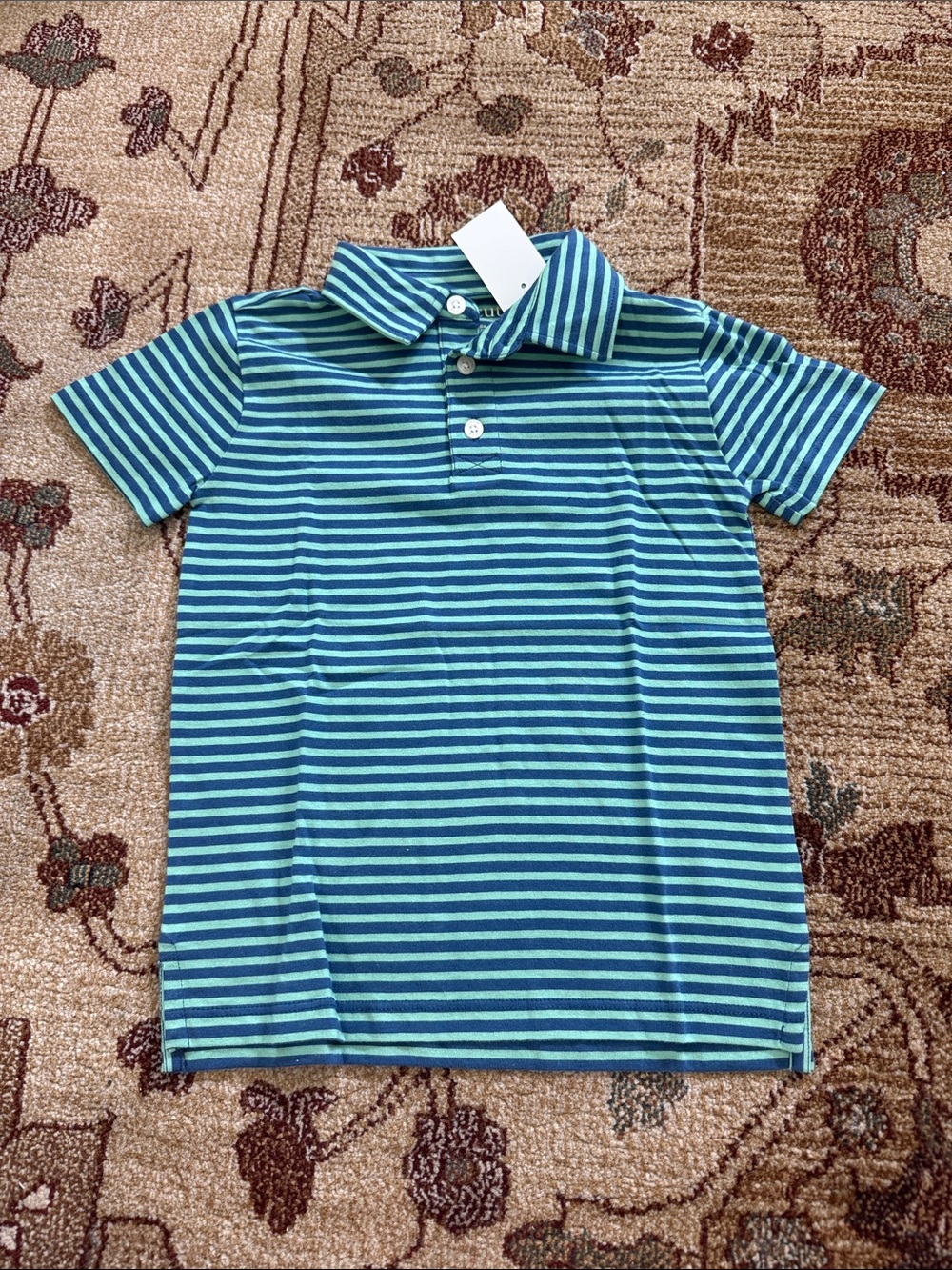 NWT Crewcuts factory boys blue and seafoam striped polo XS 4/5